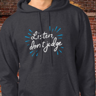Lyssna, döma inte - kursiv typografi hoodie