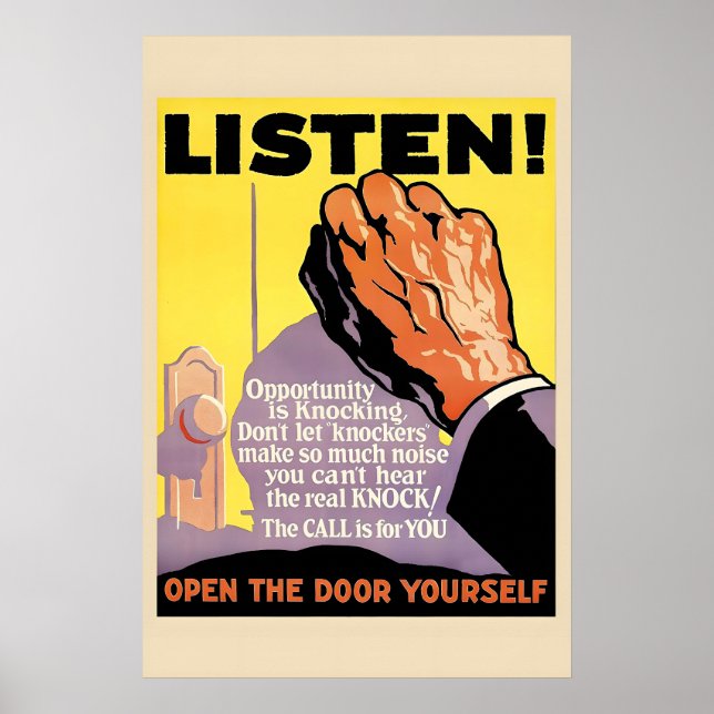 Lyssna! Öppna Dörren Själv - 1929 Verk Poster (Framsidan)
