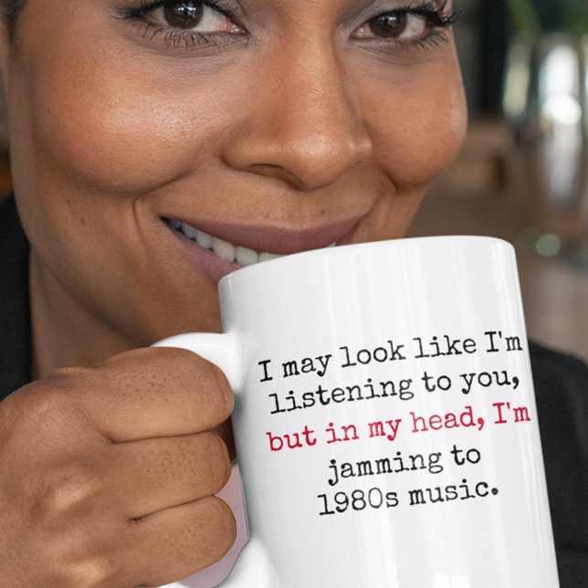 Lyssna på 80-talets Music Gen X-citattecken Kaffemugg (jamming to 80s music funny quotes mug)