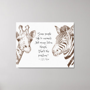 Lyssna på Animals Quote Giraffe och Zebra Canvastryck