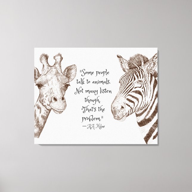 Lyssna på Animals Quote Giraffe och Zebra Canvastryck (Framsida)