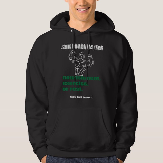 Lyssna på din kropp när den behöver vila från trän hoodie (Framsida)