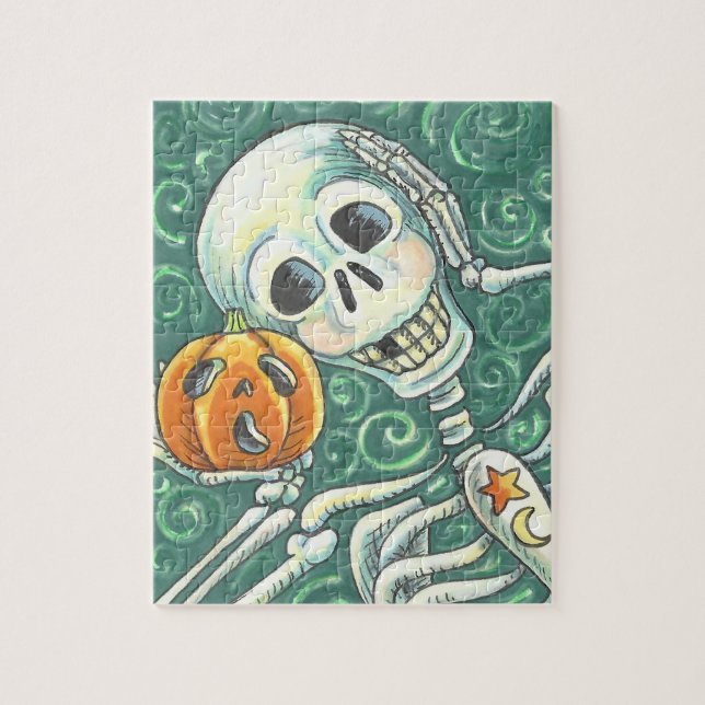 LYSSNA PÅ DIN PUMPKIN, HALLOWEEN SKELLY PUZZZLE PUSSEL (Vertikal)
