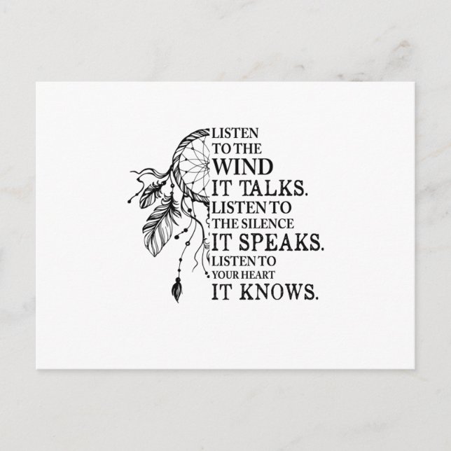 Lyssna på ditt hjärta. Den känner inhemska amerika Meddelande Vykort (Framsida)