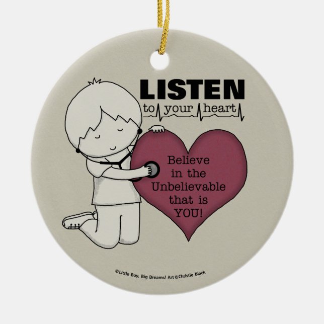 Lyssna på ditt hjärta julgransprydnad keramik (Framsidan)