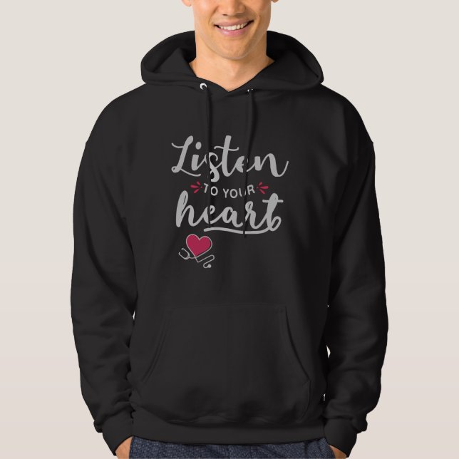 Lyssna på ditt hjärtstoscope hoodie (Framsida)