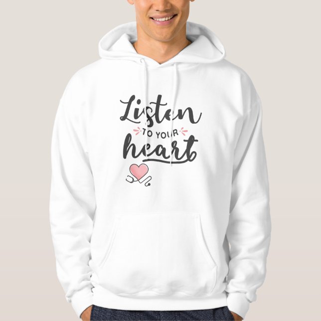 Lyssna på ditt hjärtstoscope hoodie (Framsida)