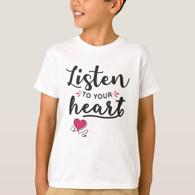 Lyssna på ditt hjärtstoscope t shirt (Framsida)