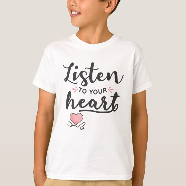 Lyssna på ditt hjärtstoscope t shirt (Framsida)