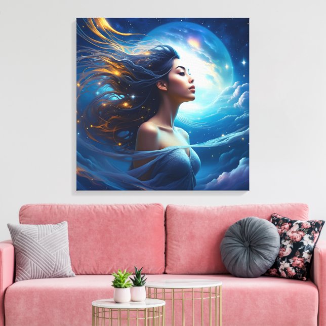 Lyssna på ditt högre självval | Meditation Andlig Canvastryck (Insitu (Vardagsrum))