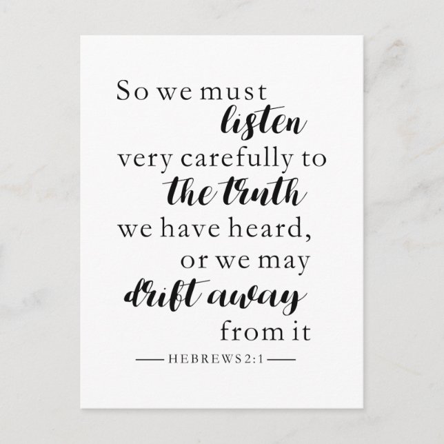 lyssna på sanningen som hebreder ut sig kristen vykort (Framsida)