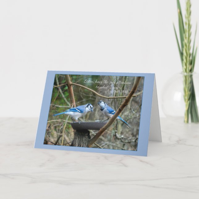 Lyssna på skriptkortet Isaiah med blå jays Helgkort (Framsida)