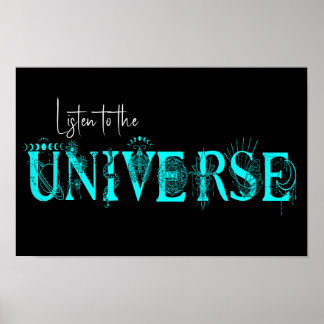 Lyssna på universum Stars Lotus måne Sol Art Poster