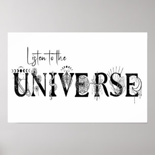 Lyssna på universum Stars Lotus måne Sol Art Poster