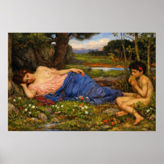 Lyssna till mina söta pipor av Waterhouse Poster