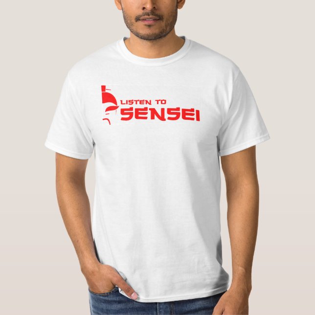 Lyssna till Sensei (vit/rött) T-shirt (Framsida)