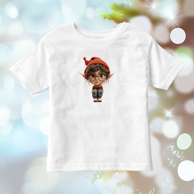 Lyssnande tjej julalva småbarns t-shirt (Skapare uppladdad)