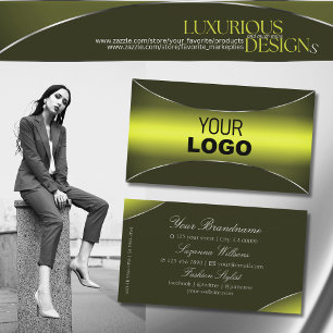 Lyster Gul med Silverkant och Logotyp Visitkort