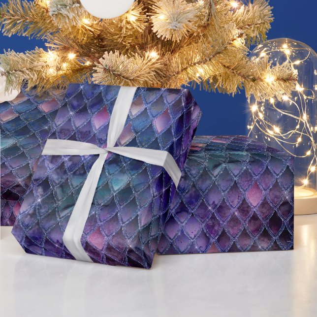 Lyster Lila Ombre & Glitter Fjäll på Drakar Presentpapper (Helgdagar)