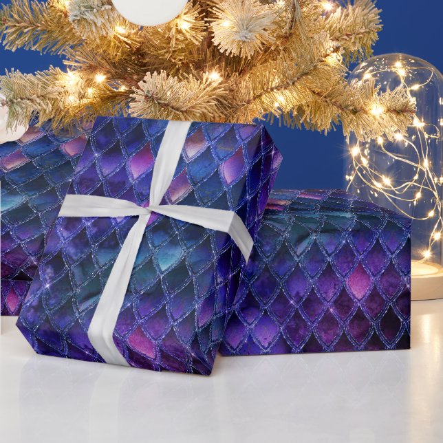 Lyster Lila Ombre & Glitter Fjäll på Drakar Presentpapper (Helgdagar)
