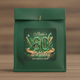 Lyster Luxe Smaragdgrön Guld 60-årsdag Fyrkantigt Klistermärke