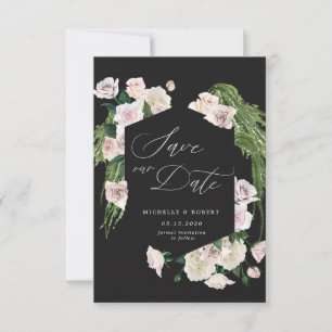 Lyster ros sofistikerad blomsterlig Spara datum-ko Inbjudningar