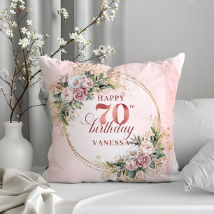 Lysterande dammig rosa boho-kudde 70-årsdag kudde
