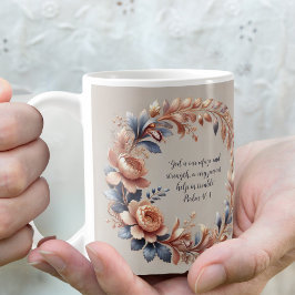 Lysterande persika och blå anpassningsbar bibelver kaffemugg