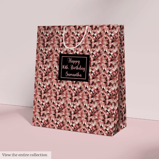 Lysterisk födelsedagspresentpåse Elegant Roséguld  (Shimmering Birthday Gift Bag Elegant Rose Gold )
