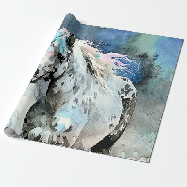 Lystig Appaloosa-sto Vattenfärg Presentpapper (Utrullad)