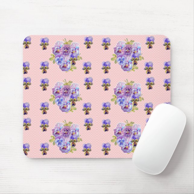 Lystig lila pensé blommig gul musmattpad musmatta (Med mus)