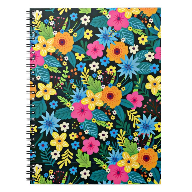 Lystna Ditsy Blommor Blommönster Design-43785 Anteckningsbok (Framsidan)