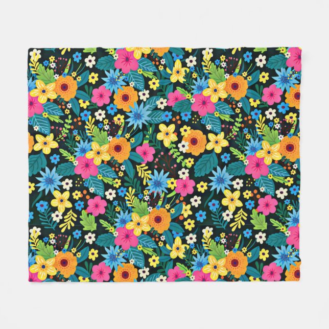 Lystna Ditsy Blommor Blommönster Design-43785 Fleecefilt (Framsidan (Horisontell))