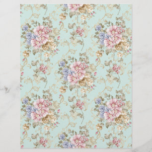 Lystna Rosa Blommig Vintage Scrapbokspapper Brevhuvud