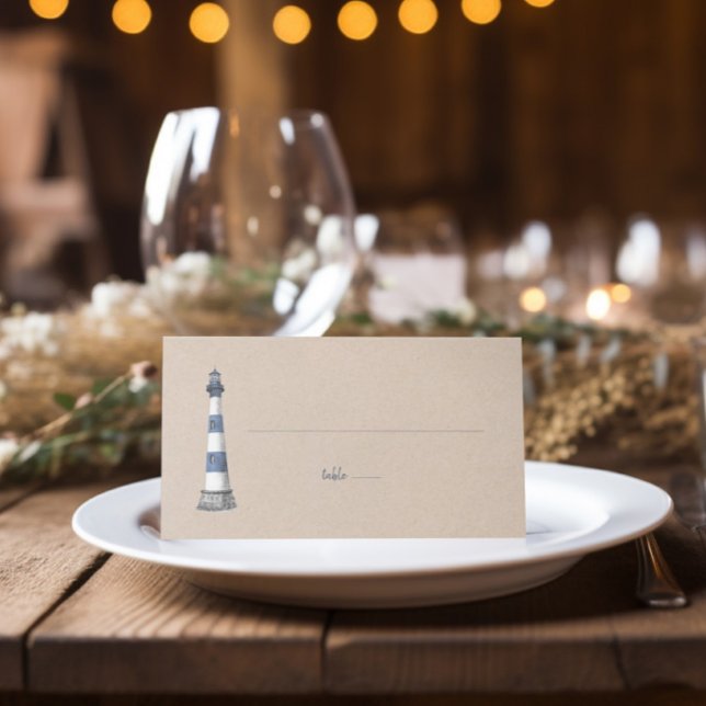 Lythouse Kraft-Bröllop-monteringskort Placeringskort (Skapare uppladdad)