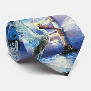 Lythouse Nautical Oljemålning Bird Beach Blue Slips
