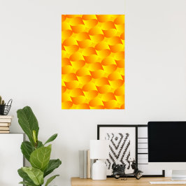 Lyx 3D Guld Fjäll Mönster Optisk Illusion Poster