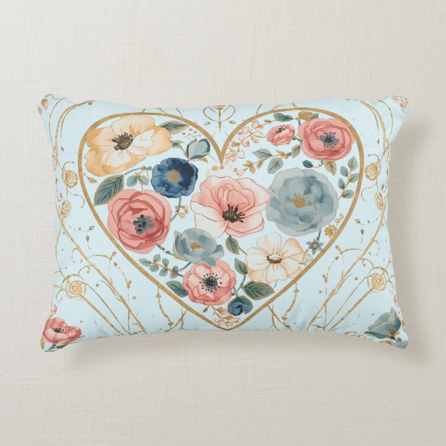 Lyx, Alla hjärtans dag, Min hjärtas blommor Prydnadskudde (Framsidan)