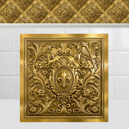 Lyx Antik Guld Fransk Fleur de Lys Regency Kakelplatta