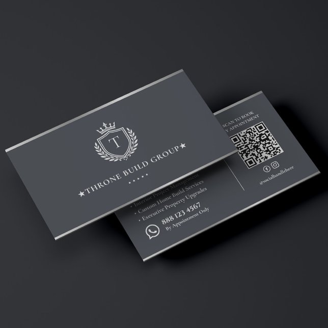 Lyx Arkitekt Entreprenör Konstruktion Krön  Visitkort (Luxury Architect Contractor Construction Crest Business Card
)