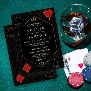 Lyx Art Deco Gatsby Kasino Vegas Poker Bröllop Inbjudningar