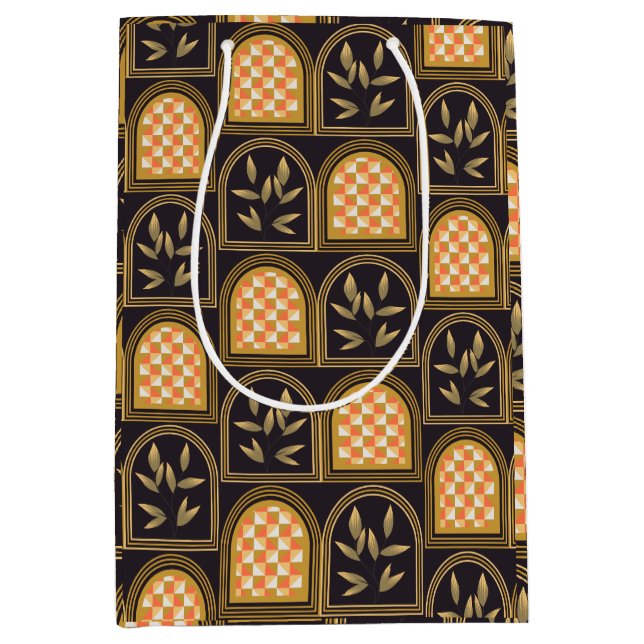 Lyx Art Deco Geometrisk Blommig Sömlös Mönster  (Framsidan)