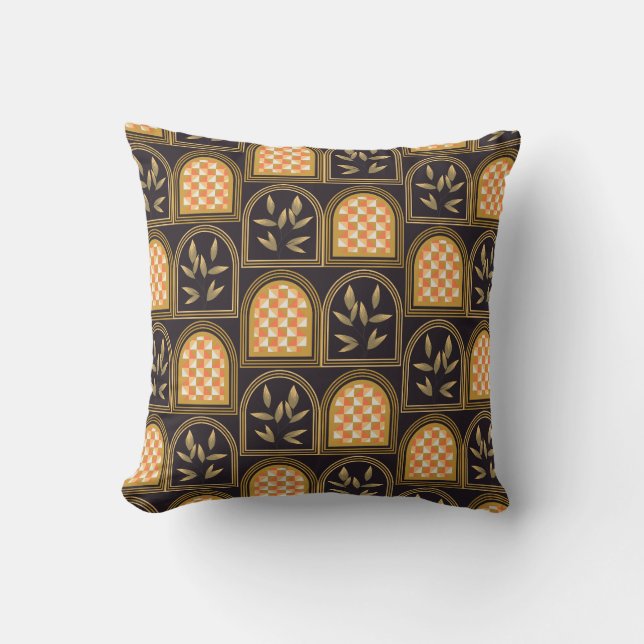 Lyx Art Deco Geometrisk Blommig Sömlös Mönster  Kudde (Framsida)