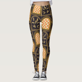 Lyx Art Deco Geometrisk Blommig Sömlös Mönster  Leggings