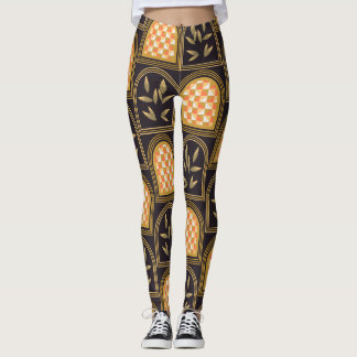 Lyx Art Deco Geometrisk Blommig Sömlös Mönster Leggings