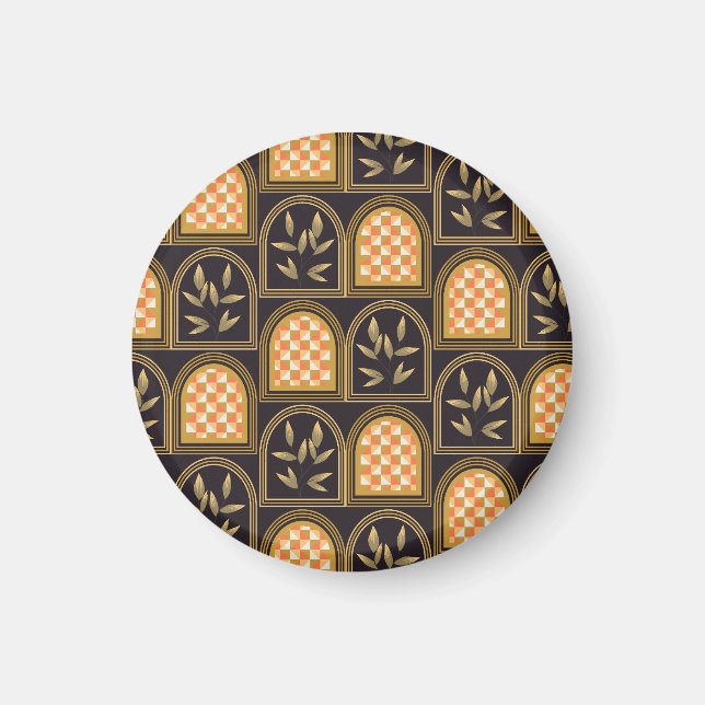 Lyx Art Deco Geometrisk Blommig Sömlös Mönster  Magnet (Framsidan)