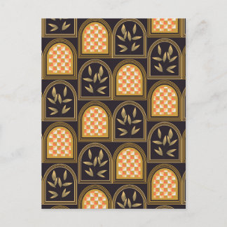 Lyx Art Deco Geometrisk Blommig Sömlös Mönster Vykort