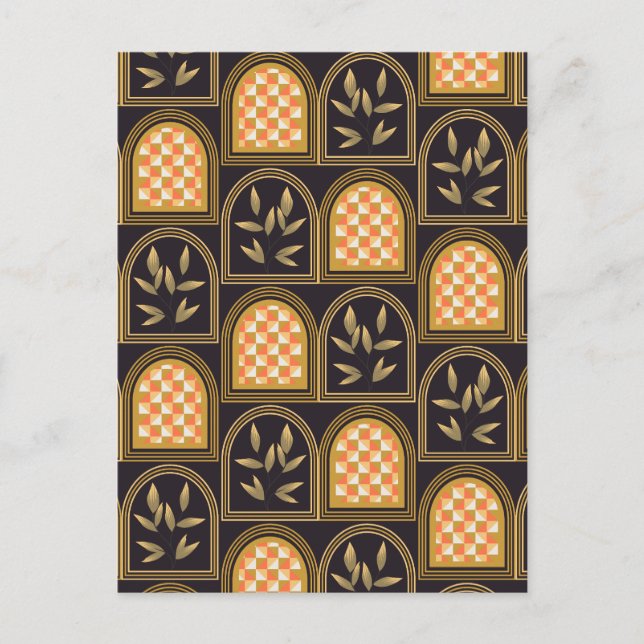 Lyx Art Deco Geometrisk Blommig Sömlös Mönster  Vykort (Framsida)