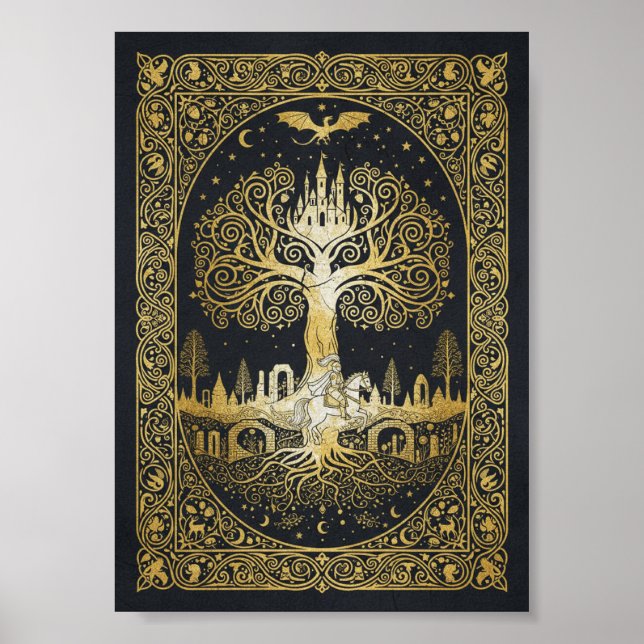 Lyx Artisan Storybook i Guldblad Poster (Framsidan)