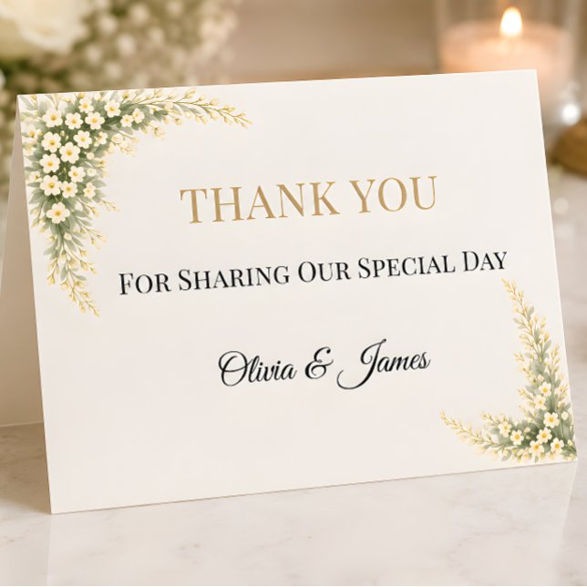 Lyx Baby's Breath Blommig Bröllop  Tack Kort (Part of the luxury baby's breath wedding collection, thank you card)